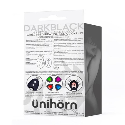 Darkblack Vibreeriv Rõngas, LED ja Puldiga